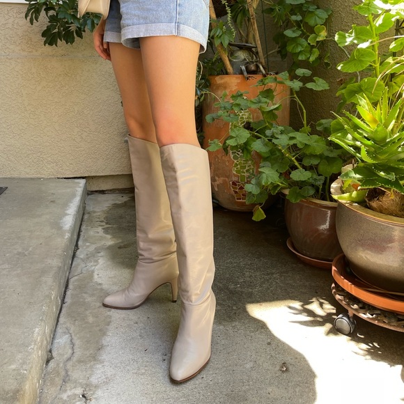 Vintage 80’s light gray Nordstrom all leather over the knee boots - Picture 14 of 16
